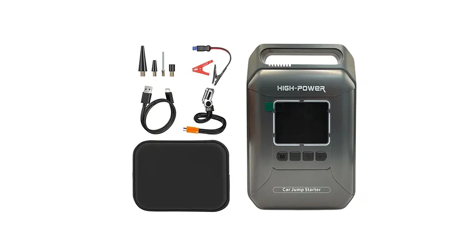 جهاز تشغيل سيارات فاخر 4 في 1 بقوة 1600 أمبير وضاغط هواء 150 PSI مع شاشة LCD وUSB-C ومصباح LED