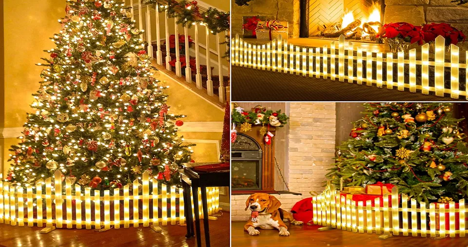 مصابيح سياج LED زخرفية مع تركيب سهل باستخدام مشابك وأوضاع متعددة - طقم مكون من 8 قطع - لون أبيض دافئ (الحجم الكلي 280 × 28.5 سم)