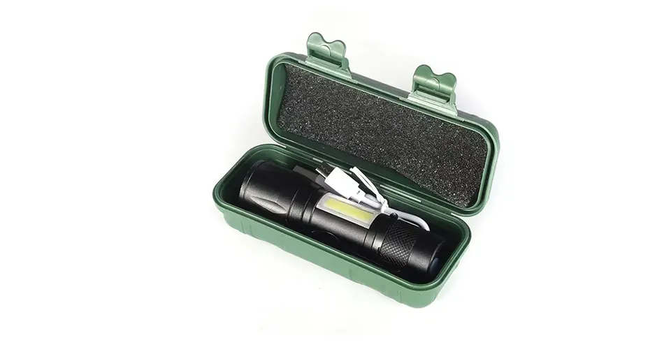 كشاف LED صغير فائق السطوع قابل لإعادة الشحن عبر USB مع تقريب تلسكوبي وهيكل من سبائك الألومنيوم مقاوم للماء
