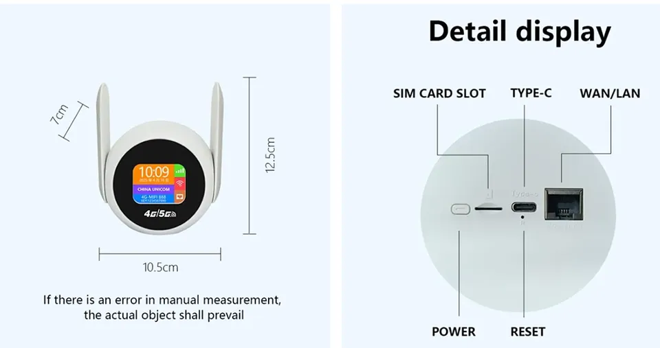راوتر CPE Q50 لاسلكي 4G/5G LTE بتقنية WiFi 6 مع شريحة نانو SIM وهوائيين ومنفذ LAN
