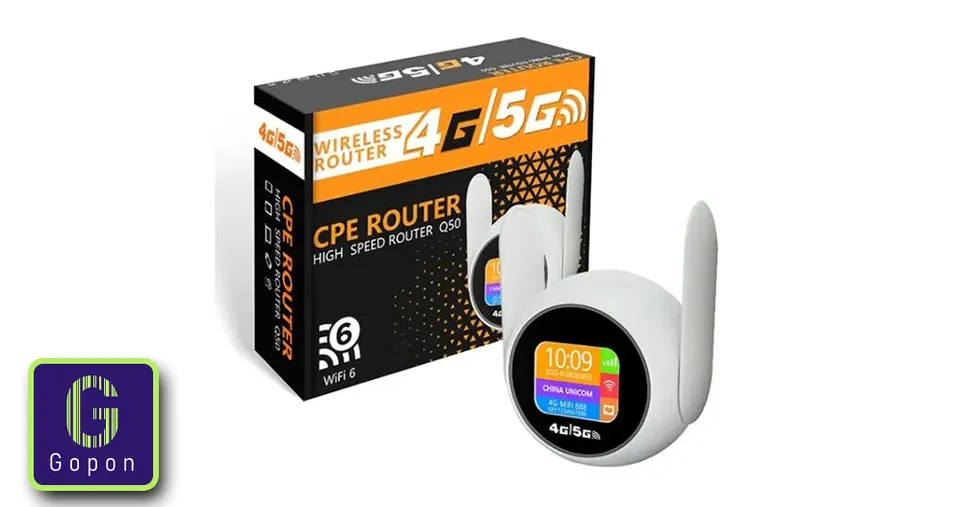 راوتر CPE Q50 لاسلكي 4G/5G LTE بتقنية WiFi 6 مع شريحة نانو SIM وهوائيين ومنفذ LAN